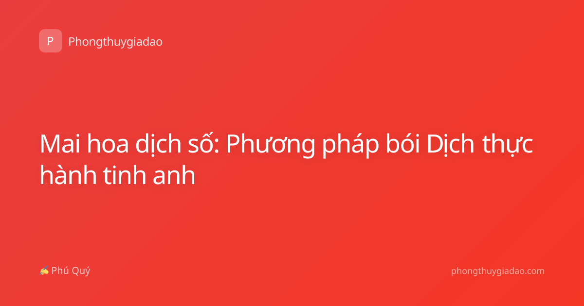 Mai hoa dịch số: Phương pháp bói Dịch thực hành tinh anh